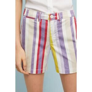 Anthropologie Relaxed Chino Striped Shorts Size 25"